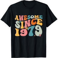 Men's cotton T-shirt Awesome Since 1979 Birthday Retro Groovy T-Shirt