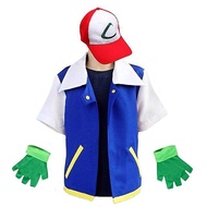 Cosplay Pokemon Anime Ash Ketchum Blue Jacket Costume Clothes Boys Girls Cosplay for Halloween Party