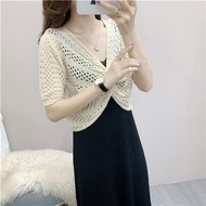 Ready stock Women Bat shirt  Bolero blazer White Black Short Long Sleeve Shrugs Lace Bolero filipini