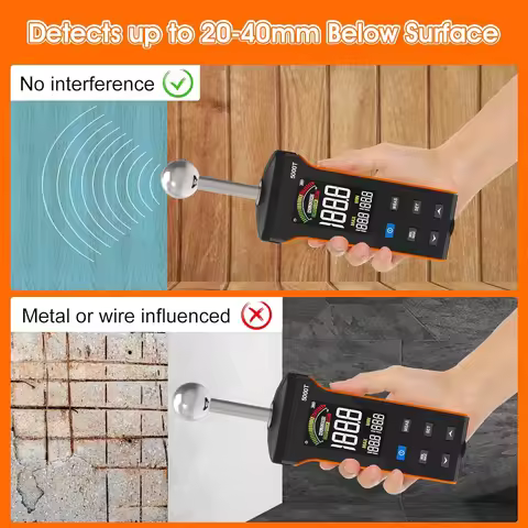 BT-5000T Pinless Wood Moisture Meter - Non-Contact Digital Humidity Sensor for Wood & Wall, 20-40mm 