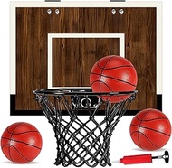 Indoor Mini Basketball Hoop Set – Over The Door with Wood Backboard & Iron Rim – Includes 2 Balls & 