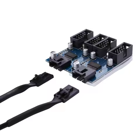 9pin USB Header Male 1 to 2/4 Female Extension Card USB 2.0 Splitter Cable Connector for Motherboard