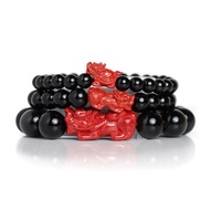 黑曜石 帝王硃砂 避邪龍龜x招財貔貅x福滿貔貅 手珠 6mm 8mm 12mm