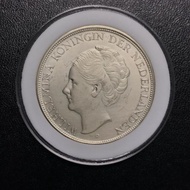 TP280.uang koin logam perak 2,5 Gulden 1943 Ratu Wilhelmina BAGUS