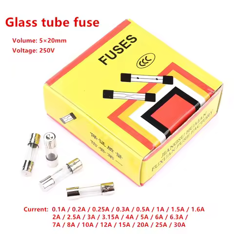 100Pcs 5*20mm Glass Fuse Fast Fuse 250V 0.1A 0.2A 0.5A 1A 2A 3A 3.15A 4A 5A 6A 6.3A 7A 8A 10A 12A 15