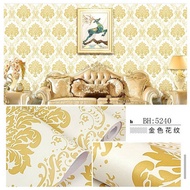 Wallpaper Dinding Putih Batik Gold