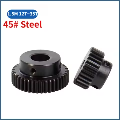 1Pcs Spur Gear 45# Steel 1.5M-12/15/18/20/25/30/35T Bore 5/6/8 mm Teeth Thickness 12 mm Metal Gears 