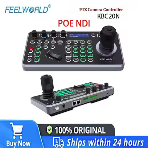 FEELWORLD KBC20N NDI POE PTZ Camera Joystick Controller, LCD Screen 4D Joystick Control Keyboard For