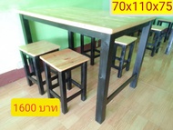 ชุดโต๊ะไม้สนนอก ไม้พาเลท  เก้าอี้ 4 ตัว พร้อมโต๊ะขนาด70×110×75