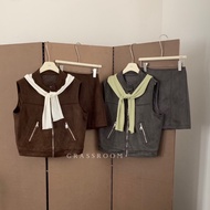 GRASS Open New Chapter Handsome Feeling Deerskin Vest/Deerskin Velvet A-Line Skirt Vest Suede Slimme