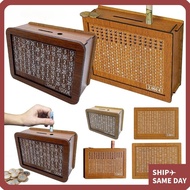 Money Box, Handmade Reusable Piggy Bank, Crafts with Saving Money Goals Counter Wooden Coin Tray Sto