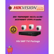 *HIKVISION, iDS-7204HQHI-M1/E c/w DS-2CE76H0T-ITPF x 4 units, Hik 5MP TVI Package