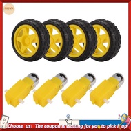4PCS DC Electric Motor + Plastic TT Motor Tire Wheel Dual Shaft Gear Motor TT   for  Smart Car