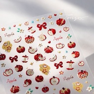 Cute Cute Red Apple 3D Embossed Manicure Three-Dimensional Sticker Cartoon Bow Lovely Cute Adhesive 