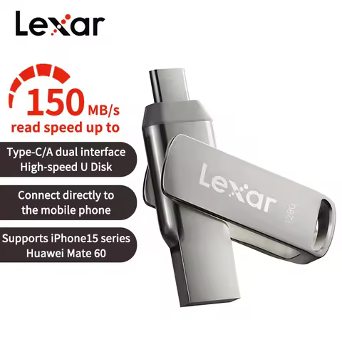 Lexar USB 3.2 Metal Flash Drive Dual Type-C and Type-A Pen Drive 128GB 256GB Max 150Mb/s Read Pendri