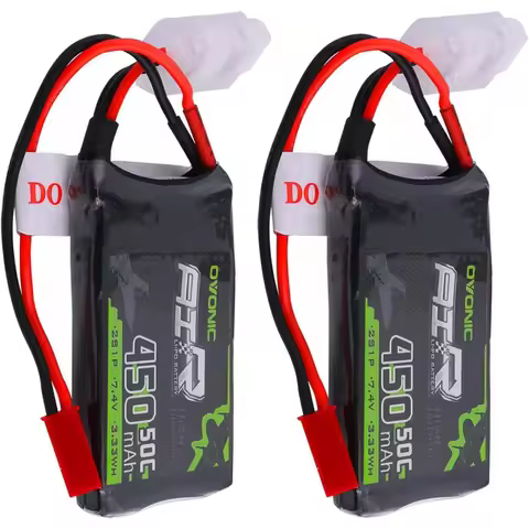 OVONIC 2S Lipo Battery 50C 450mAh 7.4V Lipo Battery with JST Connector for RC Airplane Helicopter Qu