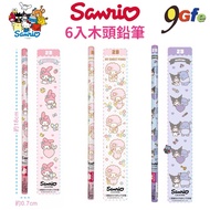 Sanrio 6 Pcs Wooden Pencils 2B Pencils Kuromi Pencils Melody Piano 6 Pcs Pencils Cylindrical Pencils