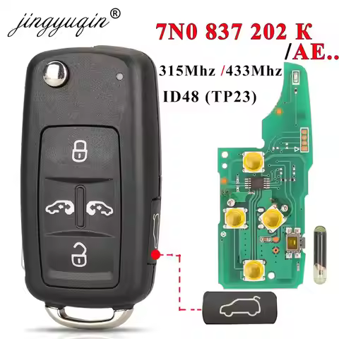 jingyuqin 7N0837202K /F/AE Remote key 315/434Mhz For VW Sharan Multivan Caravelle Transporter ID48 N