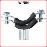 WININ 2pcs Adjustable Pipe Support Clamp, Galvanized Iron Rubber Support Clamp, Riser Clamp Black Wi