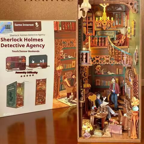 Tonecheer Sherlock Holmes 221B Baker Street Collectible DIY Assemble Book Nook Detective Bookshelf D