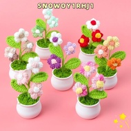 SNOWOY1RHJ1 Crochet Flower Potted, DIY Handwoven Crochet Potted Rose Flower,  Mini Woolen Thread Fin