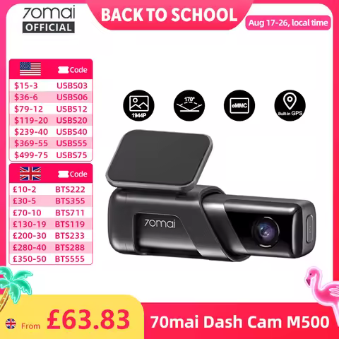 70mai Dash Cam M500 1944P 170FOV 70mai M500 Car DVR Dash Camera Recorder GPS ADAS 24H Parking Monito