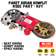 Paket Kirian Komplit Beat Karbu KVY - Scoopy Karbu - Spacy Karbu / Vanbelt Rumah Roller Kipas CVT Be