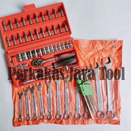 Wrench Package Socket Wrench Set + Socket Wrench Set 46 pcs + Long L-Spanner