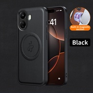 Leather Casing For Xiaomi Poco C65 PocoC65 Phone Case Luxury Classical Car Magnetic Bracket Magnetic