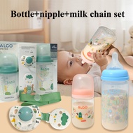 Baby Bottle Pacifier Set, 180ml+260ml Pacifier+Milk Chain 4-Piece Set, Anti-Stroke Newborn Baby Bott