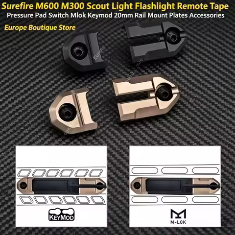 Tactical Scout Light Remote Switch For Surefire M600 M300 Mlok Keymod 20mm Rail Mount Plate Parts