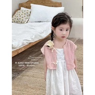 High Quality Summer Style 2 Piece Set Kids Girl Dress with Cardigan