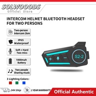 [SOLWOODS] S2 Motorcycle Helmet Intercom Music Sharing Headset with Soft+Hard Mic1000mah Bt 5.4 IPX6