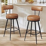 VASAGLE EKHO Collection – Set of 2 Bar Stools, Swivel Bar Chairs with Backrest, Height 65 cm, Synthe