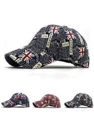一款女士英國國旗及字母塗鴉棒球帽，歐美新時尚中性夏日遮陽帽，夏季鴨舌帽