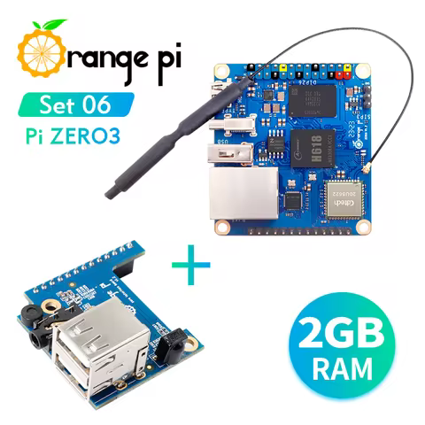 Orange Pi Zero 3 2GB+Interface Extension Board, DDR4 Allwinner H618 WiFi Bluetooth Mini PC Orange Pi