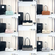 New Bowling Bag Simple Shoulder Bag First Layer Cowhide Long Handle Underarm Bag Niche Diamond Bague