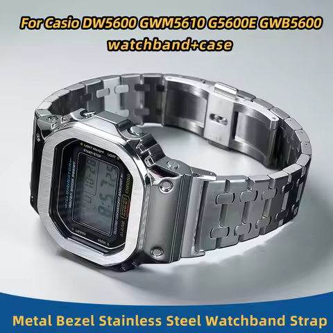 G-Refit New stainless steel GWB5600 DW5600 G5600E GWM5610 Watchbands Bezel Strap Set Watchband Metal