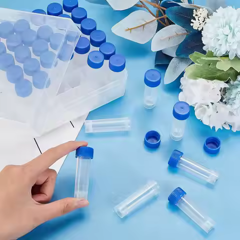 ABIT 72Pcs 5Ml Cryo Tubes Plastic Vials With Screw Caps Small Sample Tubes Test Tubes With Storage B