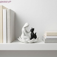 BARR1YP Girl And Cat Statue, 3D Printed Decoration Desktop Ornaments, Funny Creative Cute Lotus Cat 