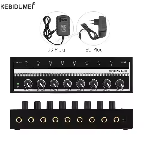 HA800 Headphone amplifier 8 Channel Ultra-Compact Stereo Audio Amplifier Earphone Amplifier for Musi