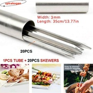 SPIRAKOGEO 20pcs Stainless Steel BBQ Skewers Long Practical Barbecue BBQ Sticks