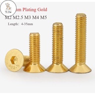 DC M2 M2.5 M3 M4 M5 Titanium Plating Gold Allen Screw Metric Countersunk Head Hex Bolts  Length 4-35