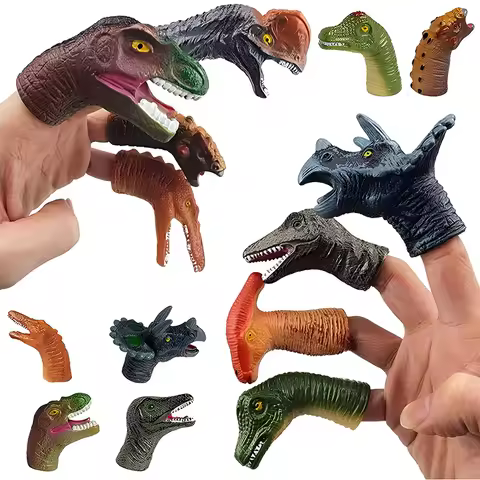 4pcs Plastic Dinosaur Finger Puppet Creative Bedtime Story Finger Puppets Party Hand Decoration Acce