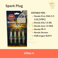 NGK ZFR6J-11 Spark Plug - Honda Civic (S5A), City (SEL), Jazz (SAA), FR-V, Stream, Volkwagen Golf 4