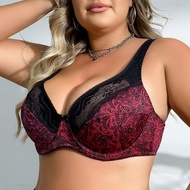 Softrhyme Floral Print Bra Plus Size Women Big Size Bra With Wire Mesh Breathable Underwear With Lac