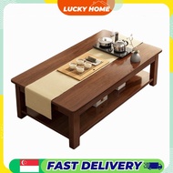 H226 Wooden Coffee Table Classic Elegant Modern Style Living Room Balcony Side Table Wide Double Sto