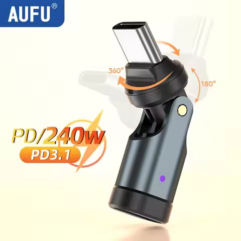 AUFU PD240W OTG USB C to Type C Adapter 540 Rotation Type-C Male to Female Converter for Macbook Xia