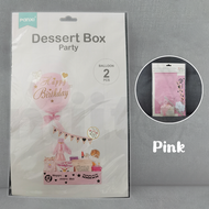 Nijito - Pink Gold Dessert Gift Box Birthday Balloon Stand Birthday Flag Wish Card Party Decoration 