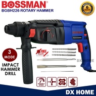 [FREE DRILL BIT+ CHISELS] BOSSMAN 900W BGBH-226 3 MODE ROTARY HAMMER SET [6 MONTHS WARRANTY]